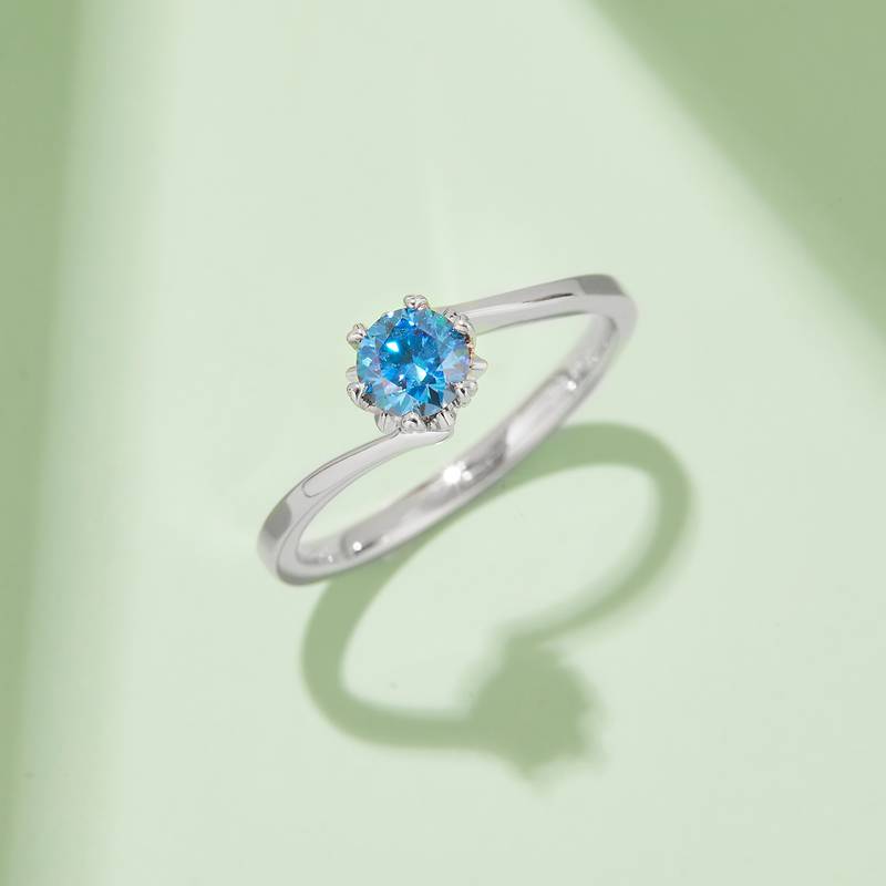 扭臂Classic雪花S925银镀白金MoissaniteWomen's Ring50分D级